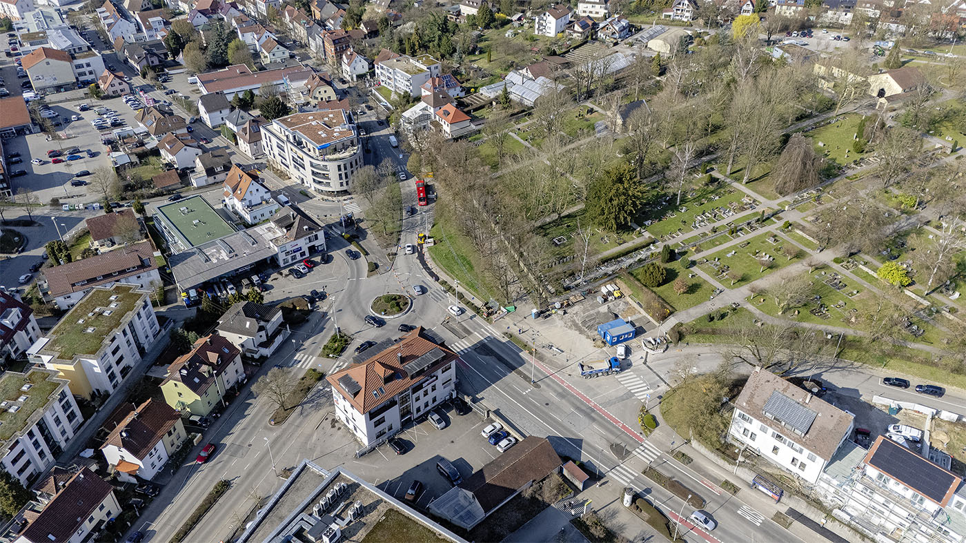 KAWAG-Kreisel, Blumenstraße, Stuttgarter Straße, Weissacher Straße