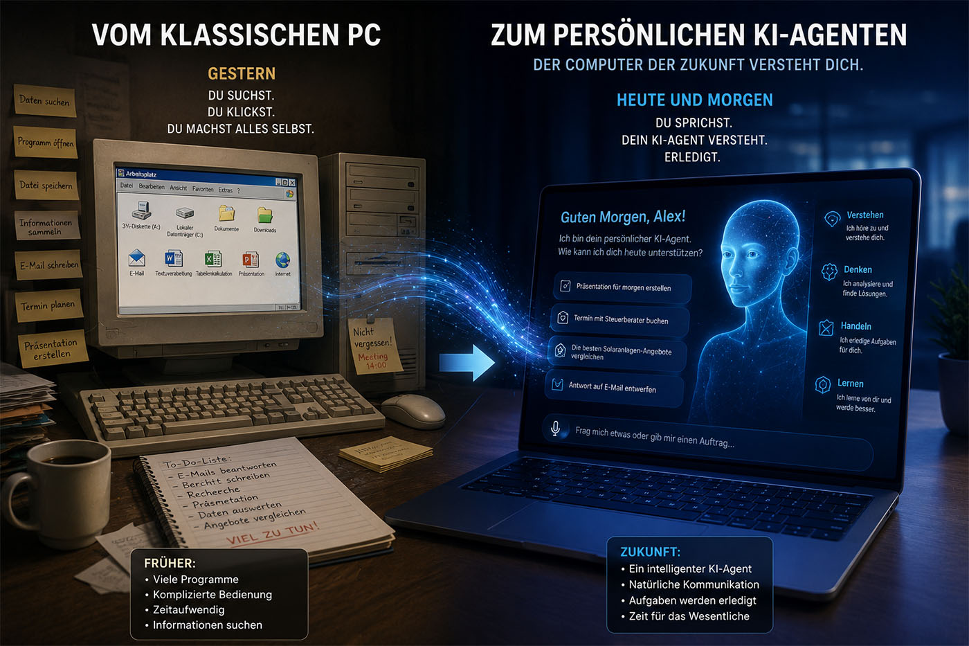  PC System wird durch KI Agent ersetzt – dieses Bild wurde mit KI erstellt | © Björn Michl