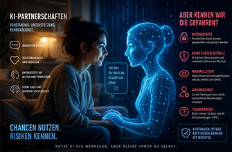 Bildunterschrift 01:  KI-Partnerschaften werden immer beliebter – aber kennen wir die Risiken wirklich – dieses Bild wurde mit KI erstellt | © Björn Michl