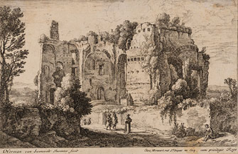 Herman van Swanevelt, Landschaft mit Kardinal, Radierung, um 1635-1650 | © Janine Kyofsky