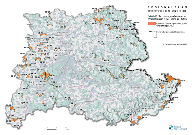 Karte Vorranggebiete | © Verband Region Stuttgart
